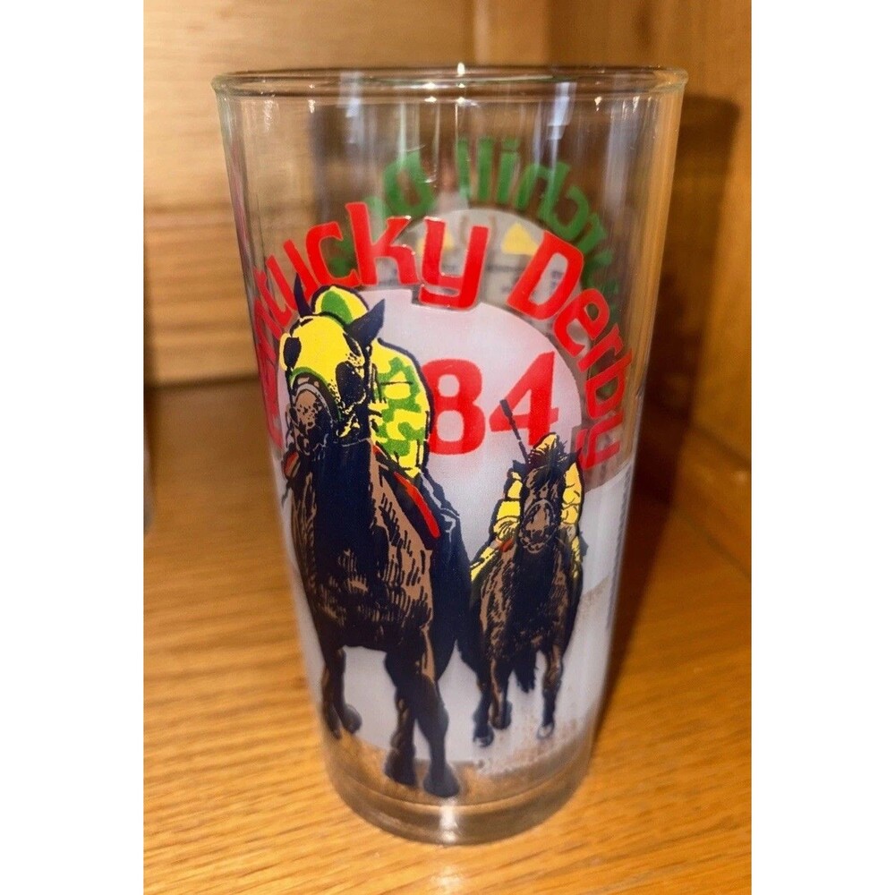 Lot Of 4 - 1984 KENTUCKY DERBY GLASS HORSE RACING CHURCHILL DOWNS